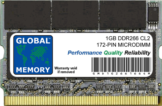 1GB DDR 266MHz PC2100 172-PIN MICRODIMM MEMORY RAM FOR SONY LAPTOPS/NOTEBOOKS